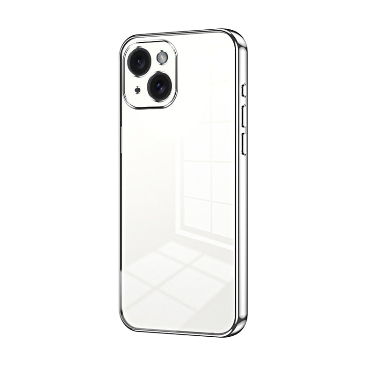 Custodia per telefono con foro fine con placcatura trasparente, For iPhone 15, For iPhone 14 Plus, For iPhone 14