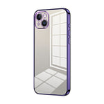 Custodia per telefono con foro fine con placcatura trasparente, For iPhone 15, For iPhone 14 Plus, For iPhone 14
