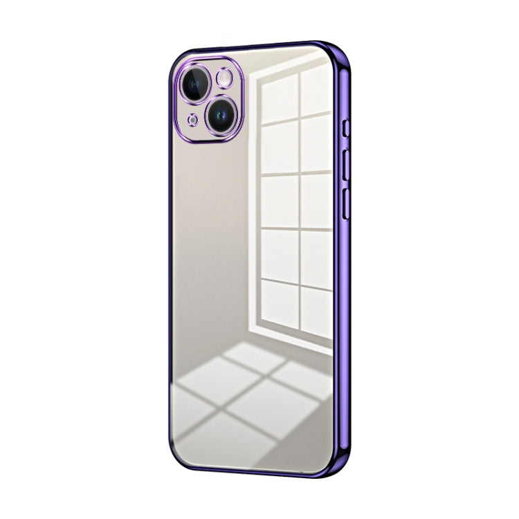 Custodia per telefono con foro fine con placcatura trasparente, For iPhone 15, For iPhone 14 Plus, For iPhone 14