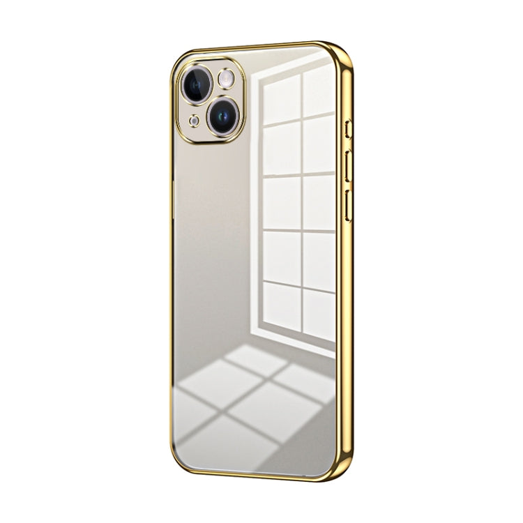 Custodia per telefono con foro fine con placcatura trasparente, For iPhone 15, For iPhone 14 Plus, For iPhone 14