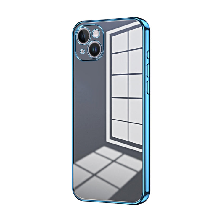 Custodia per telefono con foro fine con placcatura trasparente, For iPhone 15, For iPhone 14 Plus, For iPhone 14