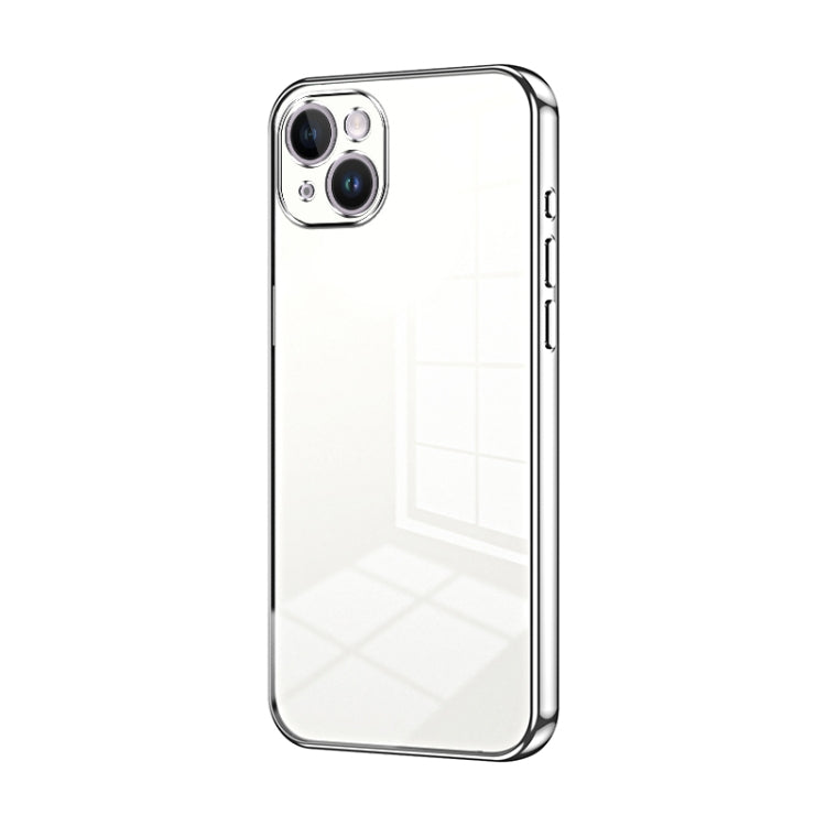 Custodia per telefono con foro fine con placcatura trasparente, For iPhone 15, For iPhone 14 Plus, For iPhone 14