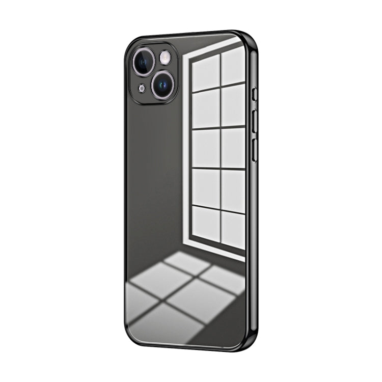 Custodia per telefono con foro fine con placcatura trasparente, For iPhone 15, For iPhone 14 Plus, For iPhone 14
