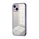 Custodia per telefono con foro fine con placcatura trasparente, For iPhone 15, For iPhone 14 Plus, For iPhone 14