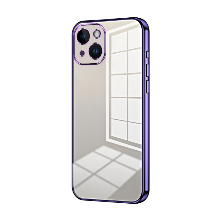 Custodia per telefono con foro fine con placcatura trasparente, For iPhone 15, For iPhone 14 Plus, For iPhone 14
