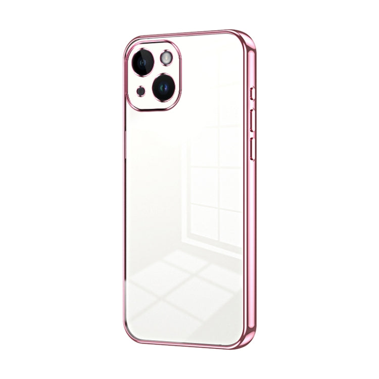Custodia per telefono con foro fine con placcatura trasparente, For iPhone 15, For iPhone 14 Plus, For iPhone 14