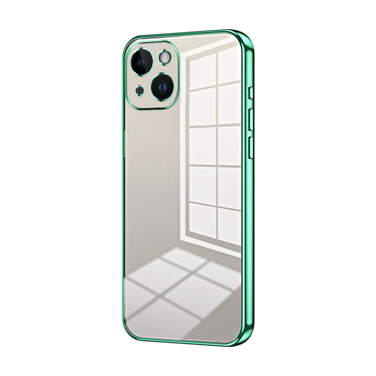 Custodia per telefono con foro fine con placcatura trasparente, For iPhone 15, For iPhone 14 Plus, For iPhone 14