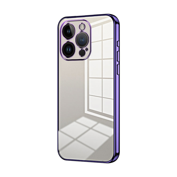 Custodia per telefono con foro fine con placcatura trasparente, For iPhone 14 Pro, For iPhone 14 Pro Max, For iPhone SE 2022 / 2020 / 8 / 7