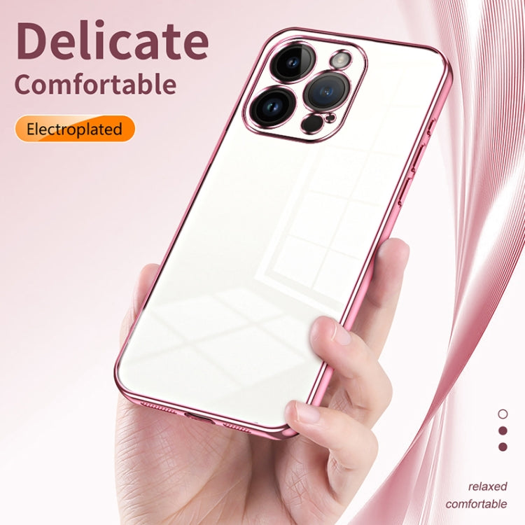 Custodia per telefono con foro fine con placcatura trasparente, For iPhone 14 Pro, For iPhone 14 Pro Max, For iPhone SE 2022 / 2020 / 8 / 7
