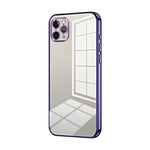 Custodia per telefono con foro fine con placcatura trasparente, For iPhone 11 Pro Max, For iPhone 11, For iPhone 11 Pro