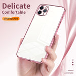 Custodia per telefono con foro fine con placcatura trasparente, For iPhone 11 Pro Max, For iPhone 11, For iPhone 11 Pro
