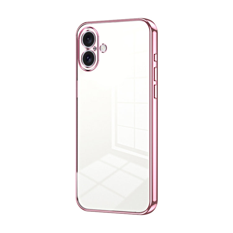 Custodia per telefono con foro fine con placcatura trasparente, For iPhone 16 Pro, For iPhone 16 Plus, For iPhone 16