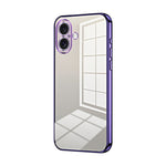 Custodia per telefono con foro fine con placcatura trasparente, For iPhone 16 Pro, For iPhone 16 Plus, For iPhone 16