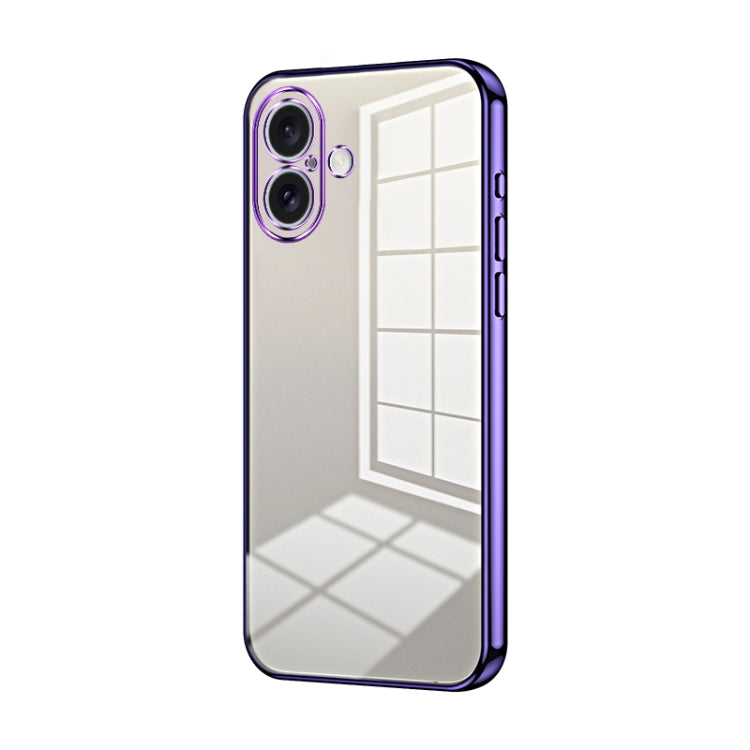 Custodia per telefono con foro fine con placcatura trasparente, For iPhone 16 Pro, For iPhone 16 Plus, For iPhone 16