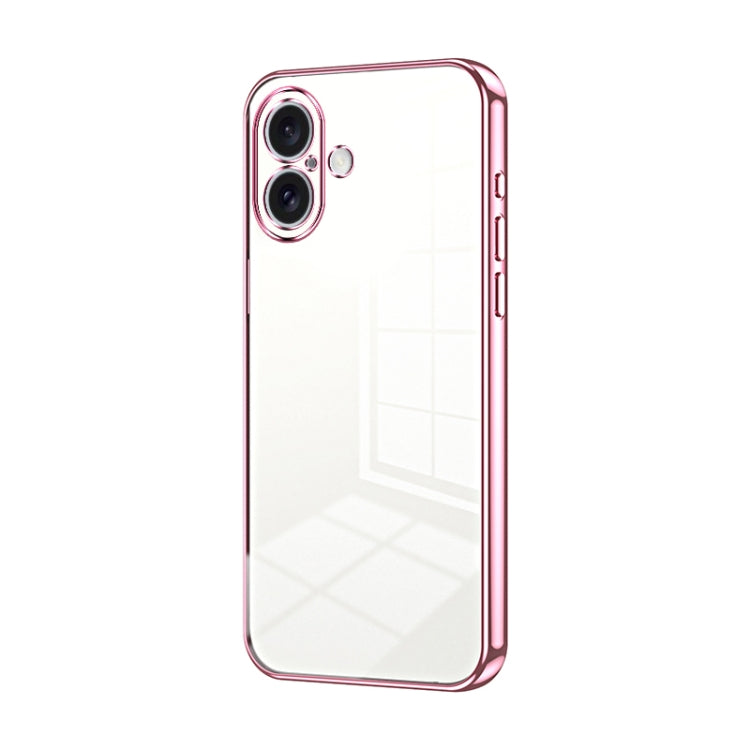 Custodia per telefono con foro fine con placcatura trasparente, For iPhone 16 Pro, For iPhone 16 Plus, For iPhone 16