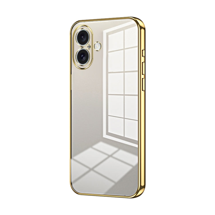 Custodia per telefono con foro fine con placcatura trasparente, For iPhone 16 Pro, For iPhone 16 Plus, For iPhone 16