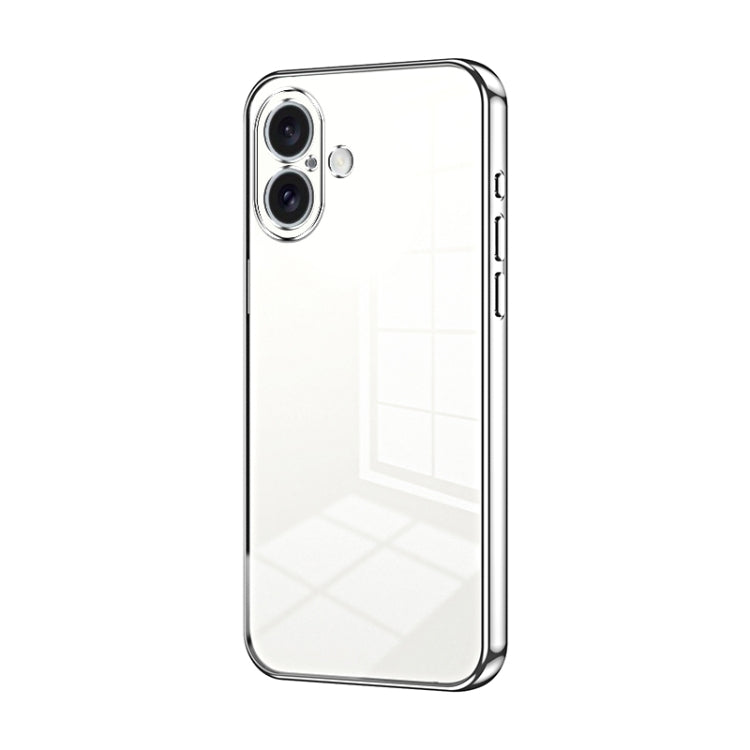 Custodia per telefono con foro fine con placcatura trasparente, For iPhone 16 Pro, For iPhone 16 Plus, For iPhone 16