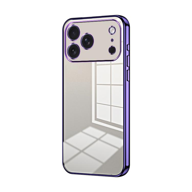 Custodia per telefono con foro fine con placcatura trasparente, For iPhone 17e / 16e, For iPhone 17 Pro Max, For iPhone 17 Pro