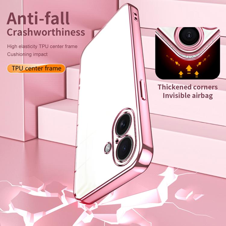 Custodia per telefono con foro fine con placcatura trasparente, For iPhone 17, For iPhone Air, For iPhone 16 Pro Max
