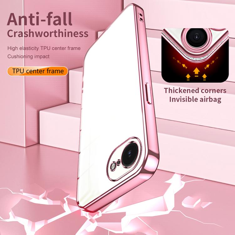 Custodia per telefono con foro fine con placcatura trasparente, For iPhone 17e / 16e, For iPhone 17 Pro Max, For iPhone 17 Pro