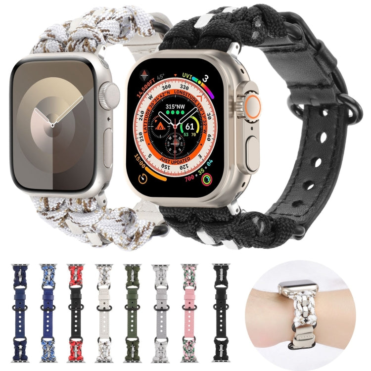Cinturino per orologio in vera pelle Paracord, For Apple Watch Series 8 41mm, For Apple Watch Series 8 45mm, For Apple Watch SE 2022 40mm