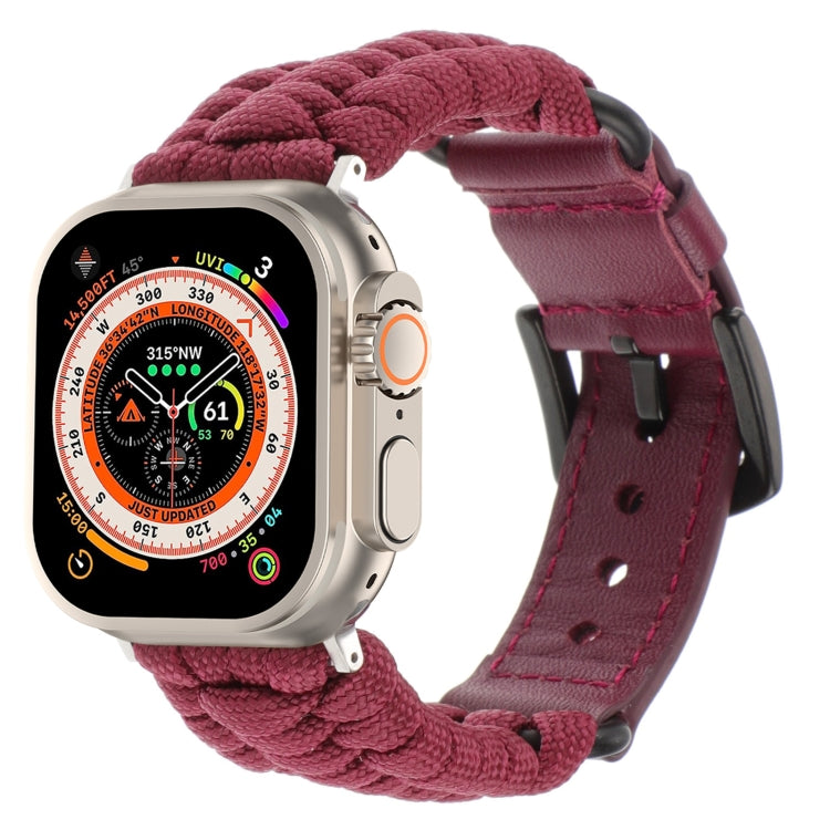 Cinturino per orologio in vera pelle Paracord semplice, For Apple Watch Series 9 45mm, For Apple Watch Series 9 41mm, For Apple Watch Ultra 49mm