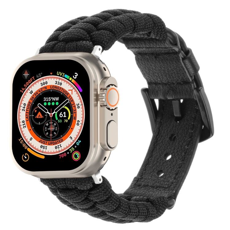 Cinturino per orologio in vera pelle Paracord semplice, For Apple Watch Series 9 45mm, For Apple Watch Series 9 41mm, For Apple Watch Ultra 49mm