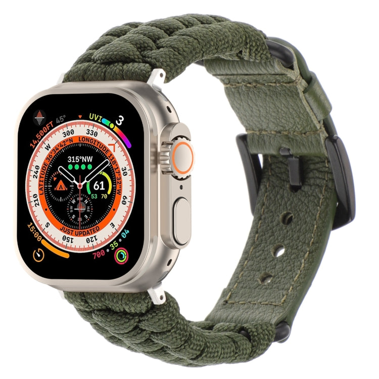 Cinturino per orologio in vera pelle Paracord semplice, For Apple Watch Series 9 45mm, For Apple Watch Series 9 41mm, For Apple Watch Ultra 49mm