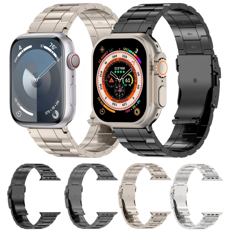 Cinturino per orologio trapezoidale in acciaio al titanio con fibbia di sicurezza, For Apple Watch SE 40mm, For Apple Watch SE 44mm, For Apple Watch Series 6 40mm, For Apple Watch Series 6 44mm, For Apple Watch Series 5 44mm, For Apple Watch Series 5 40mm