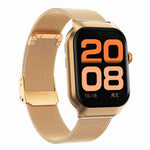 Cinturino in acciaio milanese da 2,01 pollici Chiamata Bluetooth Smart Watch Supporto Monitoraggio della frequenza cardiaca / Zucchero nel sangue non invasivo, Milanese Steel Strap Gold