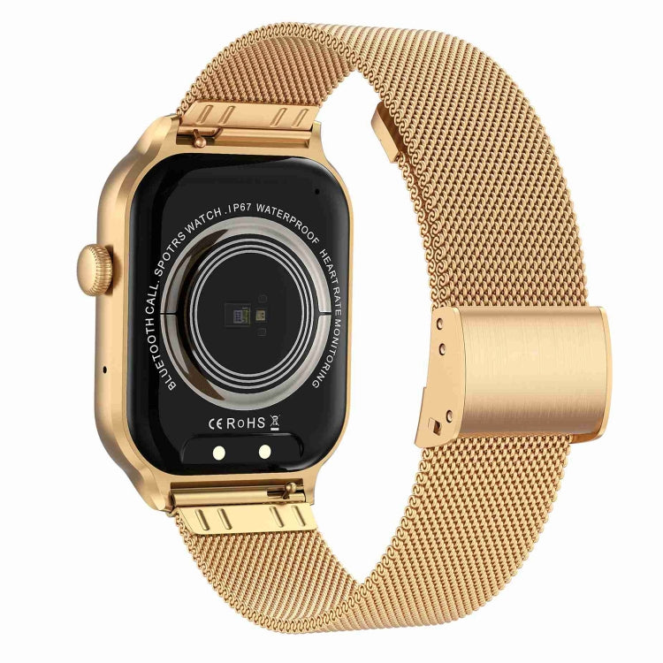 Cinturino in acciaio milanese da 2,01 pollici Chiamata Bluetooth Smart Watch Supporto Monitoraggio della frequenza cardiaca / Zucchero nel sangue non invasivo, Milanese Steel Strap Gold