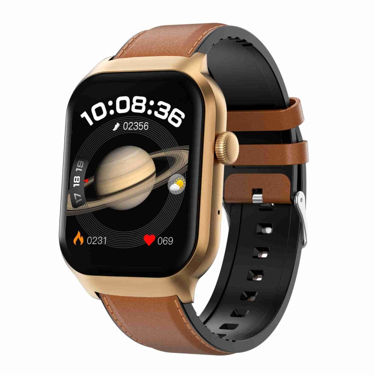 Cinturino in pelle da 2,01 pollici Chiamata Bluetooth Smart Watch Supporto Monitoraggio della frequenza cardiaca / Zucchero nel sangue non invasivo, Leather Strap Black, Leather Strap Brown