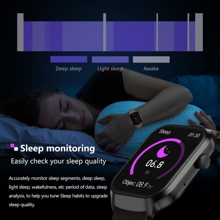 Cinturino in pelle da 2,01 pollici Chiamata Bluetooth Smart Watch Supporto Monitoraggio della frequenza cardiaca / Zucchero nel sangue non invasivo, Leather Strap Black, Leather Strap Brown