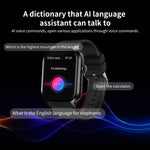 Cinturino in pelle da 2,01 pollici Chiamata Bluetooth Smart Watch Supporto Monitoraggio della frequenza cardiaca / Zucchero nel sangue non invasivo, Leather Strap Black, Leather Strap Brown
