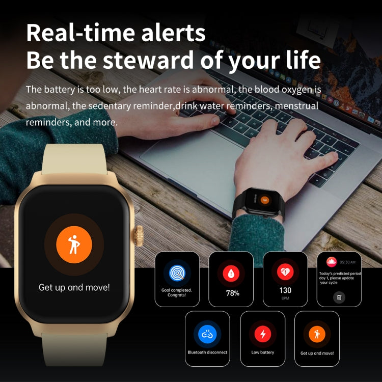 Cinturino in pelle da 2,01 pollici Chiamata Bluetooth Smart Watch Supporto Monitoraggio della frequenza cardiaca / Zucchero nel sangue non invasivo, Leather Strap Black, Leather Strap Brown