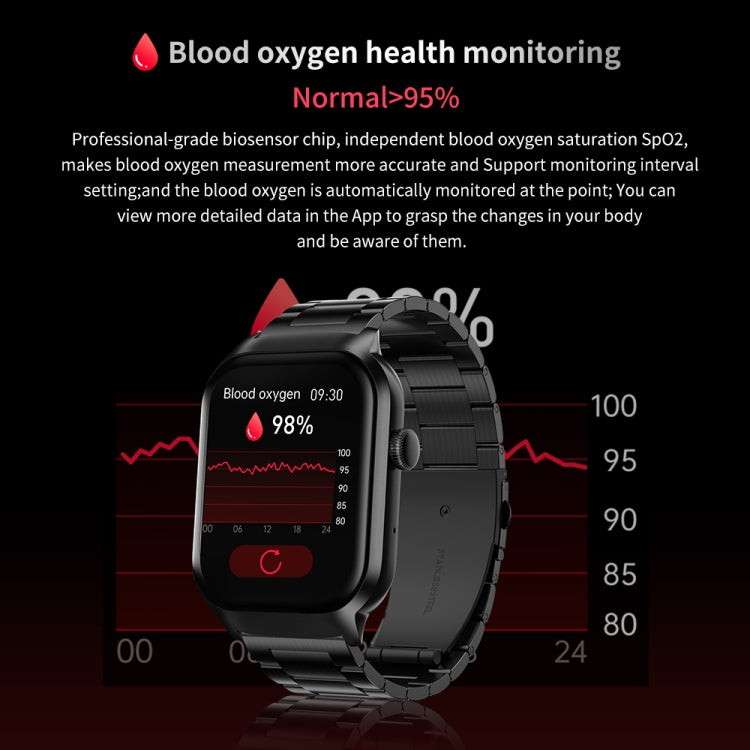Cinturino in pelle da 2,01 pollici Chiamata Bluetooth Smart Watch Supporto Monitoraggio della frequenza cardiaca / Zucchero nel sangue non invasivo, Leather Strap Black, Leather Strap Brown