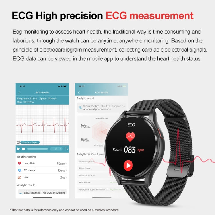 Cinturino in acciaio milanese da 1,43 pollici Chiamata Bluetooth Smart Watch Supporto ECG / Zucchero nel sangue non invasivo, Milanese Steel Strap Black, Milanese Steel Strap Rose Gold
