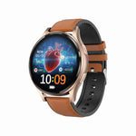 Cinturino in pelle da 1,43 pollici Chiamata Bluetooth Smart Watch Supporto ECG / Zucchero nel sangue non invasivo, Leather Strap Black, Leather Strap Brown