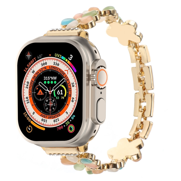 Cinturino per orologio a catena in lega di zinco con fiore a 5 petali, For Apple Watch SE 2023 44mm, For Apple Watch SE 2023 40mm, For Apple Watch Ultra 2 49mm