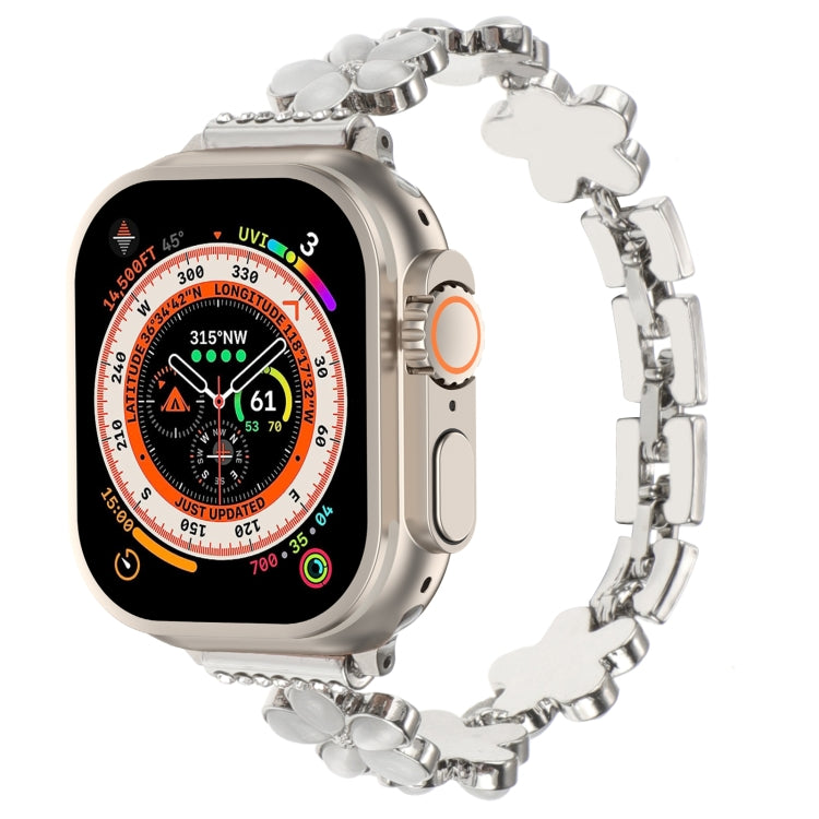 Cinturino per orologio a catena in lega di zinco con fiore a 5 petali, For Apple Watch SE 2023 44mm, For Apple Watch SE 2023 40mm, For Apple Watch Ultra 2 49mm