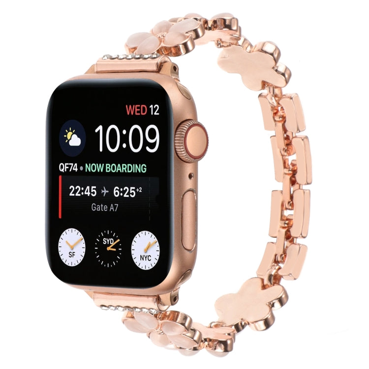 Cinturino per orologio a catena in lega di zinco con fiore a 5 petali, For Apple Watch Series 9 45mm, For Apple Watch Series 9 41mm, For Apple Watch Ultra 49mm