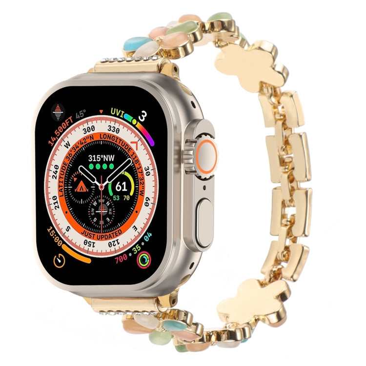 Cinturino per orologio a catena in lega di zinco con fiore a 5 petali, For Apple Watch Series 9 45mm, For Apple Watch Series 9 41mm, For Apple Watch Ultra 49mm