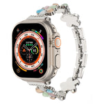 Cinturino per orologio a catena in lega di zinco con fiore a 5 petali, For Apple Watch Series 9 45mm, For Apple Watch Series 9 41mm, For Apple Watch Ultra 49mm
