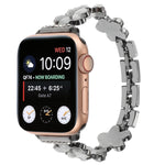 Cinturino per orologio a catena in lega di zinco con fiore a 5 petali, For Apple Watch Series 8 41mm, For Apple Watch Series 8 45mm, For Apple Watch SE 2022 40mm