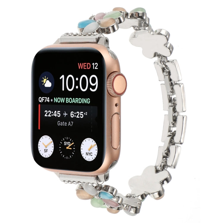 Cinturino per orologio a catena in lega di zinco con fiore a 5 petali, For Apple Watch Series 8 41mm, For Apple Watch Series 8 45mm, For Apple Watch SE 2022 40mm