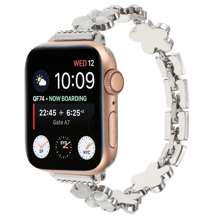 Cinturino per orologio a catena in lega di zinco con fiore a 5 petali, For Apple Watch Series 4 44mm, For Apple Watch Series 4 40mm, For Apple Watch Series 3 38mm