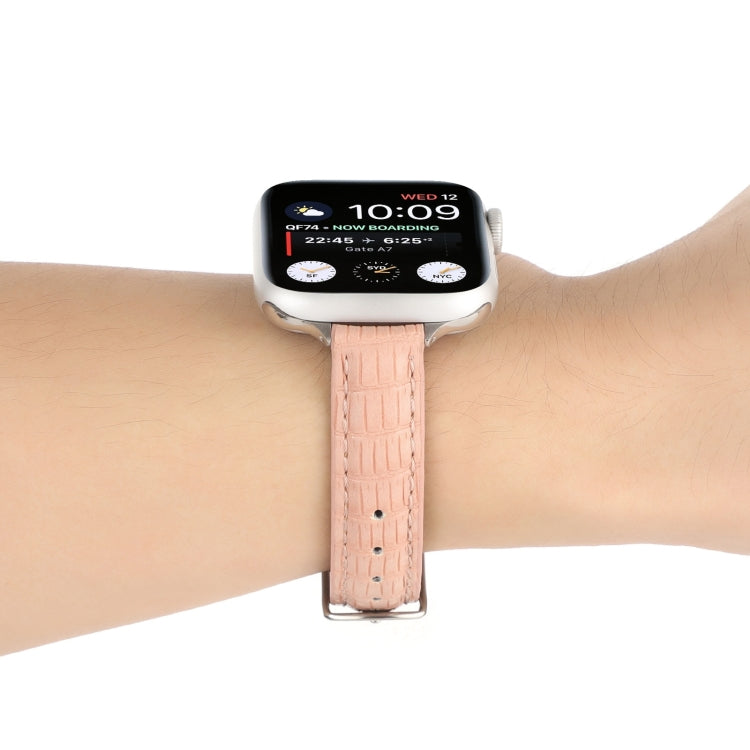 Cinturino sottile in pelle di coccodrillo, For Apple Watch SE 2023 44mm, For Apple Watch SE 2023 40mm, For Apple Watch Ultra 2 49mm
