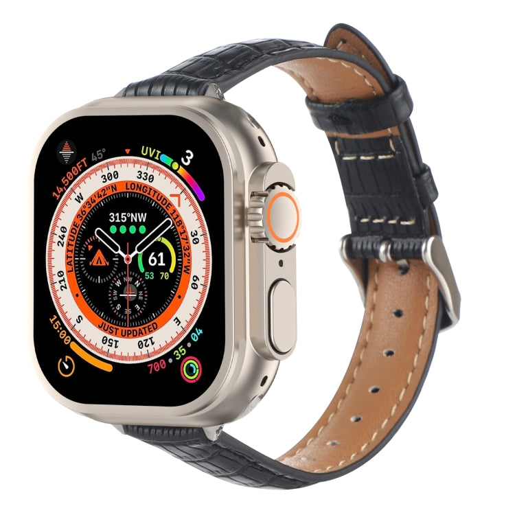 Cinturino sottile in pelle di coccodrillo, For Apple Watch SE 2023 44mm, For Apple Watch SE 2023 40mm, For Apple Watch Ultra 2 49mm