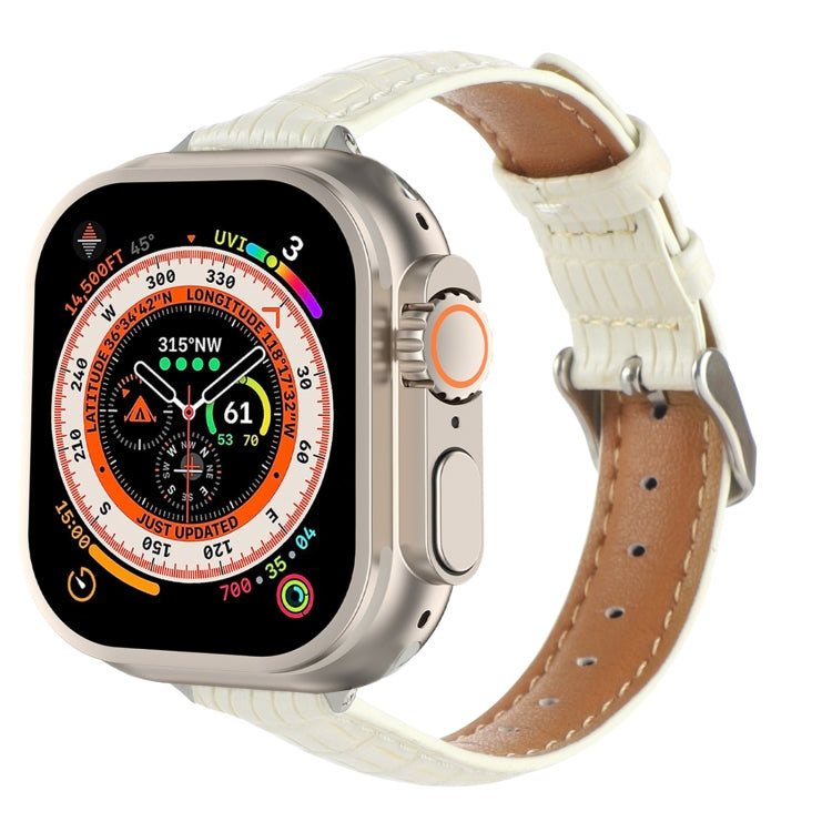 Cinturino sottile in pelle di coccodrillo, For Apple Watch SE 2023 44mm, For Apple Watch SE 2023 40mm, For Apple Watch Ultra 2 49mm