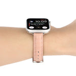 Cinturino sottile in pelle di coccodrillo, For Apple Watch Series 9 45mm, For Apple Watch Series 9 41mm, For Apple Watch Ultra 49mm